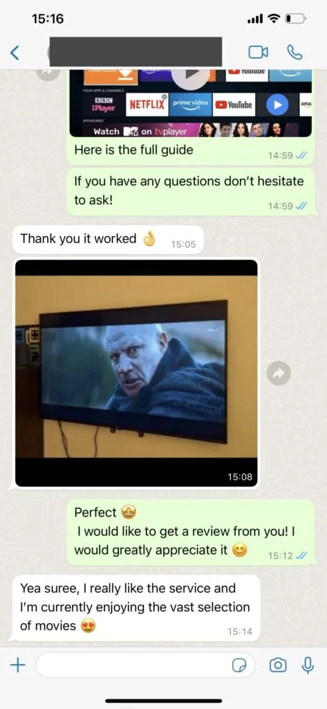 WhatsApp Customer Satisfaction Screenshot 1 for Revo Iptv